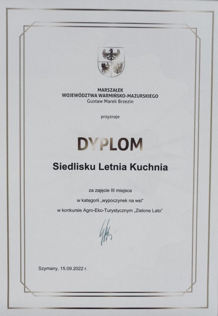 Letnia Kuchnia one of the best agrotourism in 2022 in Mazury